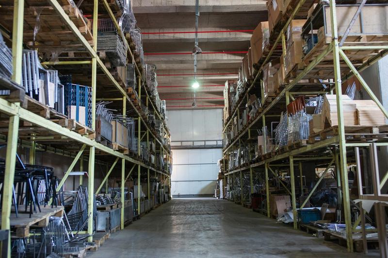 Warehouse rows of equipment
