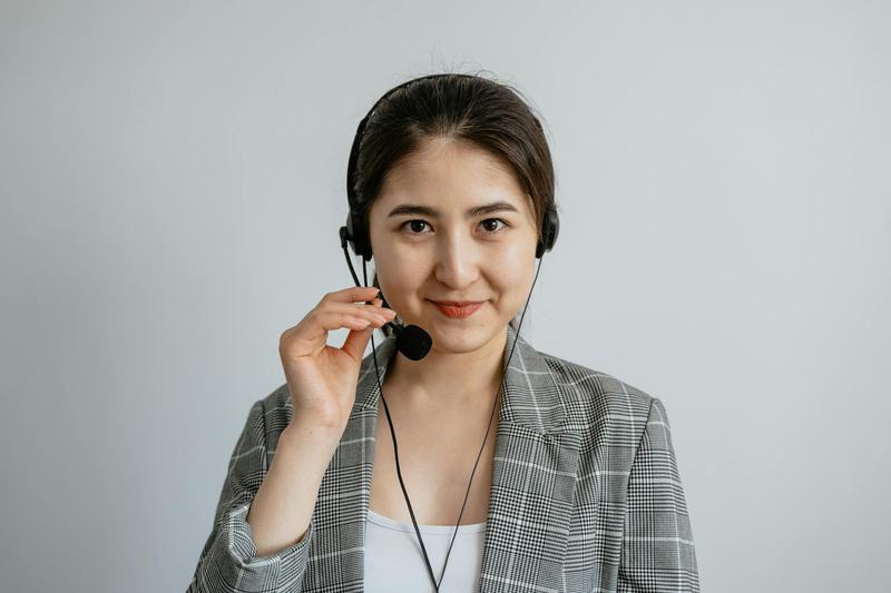 Friendly tech support representative on a headset